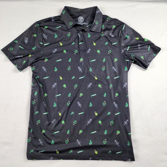 Disc Golf Swag Short Sleeve Polo Shirt Mens Large Trees Basket Mando - Picture 1 of 4